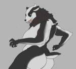 2026 anthro badger big_breasts big_butt black_body black_eyeshadow black_fur bodily_fluids breasts butt ela_(thesignalremains) eyelashes eyeshadow female female_anthro fur fur_tuft grey_background hi_res makeup mammal multicolored_body multicolored_fur mustelid musteline nude nude_anthro nude_female open_mouth portrait ruff saliva saliva_string sharp_teeth sharpeyesanon short_tail simple_background slightly_chubby solo tail teeth three-quarter_portrait three-quarter_view tuft two_tone_body two_tone_fur voluptuous_anthro voluptuous_female white_body white_fur