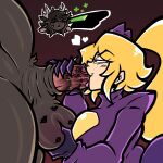 1:1 animal_genitalia anthro anthro_penetrating anthro_penetrating_human antlers ball_grab balls big_balls big_breasts big_butt big_penis black_sclera blush blush_lines bodily_fluids breasts butt clothed clothed_female clothing deer duo fellatio female gameoverse gameplay_mechanics genitals glitch_productions greenfuzzyboii gui head_icon health_bar heart_symbol hi_res horn huge_balls huge_butt huge_penis human human_on_anthro human_penetrated interspecies kiss_mark_on_balls kneeling lips lipstick_on_penis lipstick_ring looking_pleasured male male/female mammal miss_information narrowed_eyes nude_male open_mouth oral penetration penile penis penis_grab purple_eyes red_eyes saliva saliva_on_penis sex sheath sherman_(worst_company) stamina_bar thick_lips thick_thighs tongue tongue_out