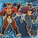 1:1 2026 3_toes abs abstract_background anthro artist_name bear belt big_breasts biped black_clothing black_crop_top black_shirt black_topwear blonde_hair bottomwear bovid breasts brown_body brown_fur butt claws clothed clothed_anthro clothed_female clothed_male clothing colored cowboy_hat cowboy_outfit crop_top duo feet female finger_claws fingers front_view full-length_portrait fur generation_1_pokemon generation_2_pokemon grey_hair hair hair_over_eye hat headgear headwear hi_res holding_object holding_rope horn humanoid_hands long_hair looking_aside male mammal midriff muscular muscular_anthro muscular_female muscular_legs muscular_male navel nintendo open_mouth open_smile pants pokemon pokemon_(species) portrait red_eyes rope shaded shirt short_hair smile tail tan_body tan_bottomwear tan_clothing tan_fur tan_pants tattoorexy tauros text toe_claws toes topwear under_boob ursaring ursine wild_west