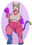 animal_humanoid anthro asinus belly big_belly big_breasts big_nostrils blue_hooves bottomless breasts buckteeth candy cat_humanoid clothed clothing dessert donkey dripping equid equine felid felid_humanoid feline feline_humanoid female food goo_creature goo_transformation green_ears green_eyes green_hair green_tail_tuft growth gummy_(food) hair half_naked hi_res hoof_growth hoof_hands hooves human humanoid humanoid_to_anthro inner_ear_fluff light_body light_skin mammal mammal_humanoid mid_transformation narusewolf navel overweight overweight_female pink_body purple_hooves purple_tail red_body shirt slime smile snout snout_growth solo species_transformation surprised tail tail_tuft tan_inner_ear_fluff teeth thick_thighs tongue topwear transformation tuft