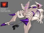 4:3 absurd_res after_masturbation balls bodily_fluids cum deader digital_extremes english_text genital_fluids genitals gun hi_res improvised_sex_toy male penis ranged_weapon sevagoth_(warframe) solo tencent text warframe warframe_(species) weapon