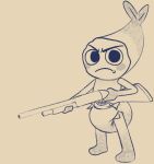 angry big_diaper blushcrunch_studio clean_diaper clothed clothing dandy's_world diaper doritomuncher gun holding_object holding_weapon male ranged_weapon shotgun shrimpo_(dandy's_world) weapon wearing_diaper white_diaper