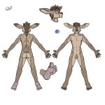 1:1 absurd_res animal_genitalia anthro antlers balls butt cervine deer feet fully_sheathed genitals hi_res horn infernal-buck male mammal model_sheet nikita_(infernal-buck) penis sheath small_balls small_penis soles solo