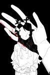 2025 2:3 abstract_art anthro biped black_background blood blood_on_hand bodily_fluids clothed clothing deer deltarune digital_drawing_(artwork) digital_media_(artwork) female female_anthro goomyloid hi_res mammal monochrome new_world_deer noelle_holiday simple_background snowgrave solo undertale_(series) weird_route