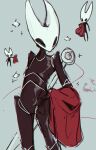 anthro arachnid arthropod cloak clothing digital_drawing_(artwork) digital_media_(artwork) featureless_crotch female flat_chested hi_res holding_clothing holding_object hollow_knight:_silksong hollow_knight_(franchise) hornet's_needle hornet_(hollow_knight) looking_forward mixiepixiie nude red_cloak red_clothing reference_image segmented_body simple_background solo spider team_cherry undressed