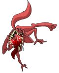 3_fingers 3_toes 4:5 alpha_channel anthro artist_name bodily_fluids brain drooling feet fingers male mammal monster organs red_body red_eyes red_nose red_tail red_tongue saliva sharp_teeth solo tail teeth teeth_showing text toes tongue tongue_out vupjah