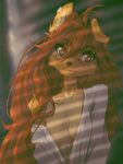 absurd_res anthro apogee_(tinygaypirate) arm_tuft breasts bridge_piercing brown_eyes brown_hair canid canine canis cheek_piercing cheek_tuft clothed clothing countershade_torso countershading domestic_dog ear_piercing ear_ring eyebrow_through_hair eyebrows eyelashes eyelashes_through_hair facial_piercing facial_tattoo facial_tuft female freckled_ears freckled_face freckles fur gauged_ear hair half-length_portrait hi_res inner_ear_fluff long_hair looking_at_viewer mammal markings mottled mottled_nose neck_tattoo nose_piercing off_shoulder one_ear_up patch_(marking) piercing portrait ring_piercing shadow shirt shoulder_tuft slim small_breasts smile solo spitz tan_body tan_countershading tan_fur tan_inner_ear tan_inner_ear_fluff tan_markings tattoo tinygaypirate topwear translucent translucent_hair tuft unbuttoned_shirt underboob_tattoo