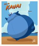 2026 4_fingers aircraft airplane alien anthro black_eyes blue_body blue_fur blue_nose border butt claws disney english_text experiment_(lilo_and_stitch) fatlouie feet finger_claws fingers fur gesture hi_res lilo_and_stitch looking_at_viewer male monobutt morbidly_obese morbidly_obese_anthro notched_ear obese obese_anthro one_eye_closed open_mouth open_smile overweight overweight_anthro poster sky small_feet small_hands small_head smile smiling_at_viewer solo stitch_(lilo_and_stitch) text vehicle waving waving_at_viewer weight_gain white_border wink winking_at_viewer