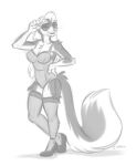2026 5_fingers accessory anthro black_body black_fur bodice clothing countershade_arms countershade_face countershade_legs countershade_tail countershade_torso countershading digital_drawing_(artwork) digital_media_(artwork) eyewear female fingers footwear fur garter hair half-closed_eyes hand_on_hip hi_res high_heels legwear lingerie long_hair looking_at_viewer mammal mephitid monochrome narrowed_eyes nicnak044 pinup pose shoes signature simple_background sketch skunk solo stockings sunglasses tail whiskers white_background white_body white_fur