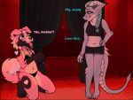 anthro bdsm blue_eyes bodily_fluids bow_(feature) breasts clothing collar comic cum dragon duo english_text female forced forced_oral genital_fluids gynomorph gynomorph/female intersex intersex/female ladyluvsyou leash leash_pull leashed_collar lingerie mythological_creature mythological_scalie mythology oral petplay princesslunya puppyplay pushing_head raised_tail roleplay scalie sex tail text tongue tongue_out