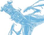 1girl absurdres arms_between_legs breasts cleavage commentary convenient_arm daydarion elira_pendora english_commentary head_wings highres large_breasts looking_at_viewer low_wings monster_girl nijisanji nijisanji_en simple_background sitting slime_girl solo virtual_youtuber wariza white_background wings 