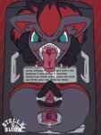 3:4 absurd_res animal_genitalia animal_vulva canine_genitalia canine_vulva colored_sketch english_text faux_gaping_anus faux_gaping_pussy female front_view gag generation_5_pokemon genitals handle_bar hi_res immobilization nintendo objectification open_mouth open_mouth_gag pokemon pokemon_(species) public_use punishment sketch speculum speculum_in_ass speculum_in_vagina suiro text vulva zoroark