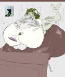 anthro aquatic belly big_belly big_breasts big_butt braces breasts butt ear_piercing eyewear female fish glasses green_hair hair hi_res huge_belly huge_breasts huge_butt hyper hyper_breasts hyper_butt piercing shark solo thick_thighs wasabiiitornado wearing_glasses