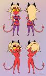 2025 2_toes 3:5 absurd_res alternate_species bedroom_eyes black_horn blonde_hair bra breast_scar breasts butt cheetah_spots cleavage cleavage_cutout clothed clothed_female clothed_humanoid clothing cutout demon eyelashes facial_markings feet female forked_tongue front_and_back front_view genitals gradient_background hair hand_on_hip hands_behind_head head_markings heartless_(joykill) hellaverse hi_res horn humanoid imp impification kojot lingerie long_eyelashes markings multiple_poses narrowed_eyes navel nipples not_furry nude nude_female nude_humanoid panties pose pupils purple_bra purple_clothing purple_lingerie purple_panties purple_underwear rear_view red_body red_skin scar seductive simple_background slit_pupils solo spade_tail spots tail toeless_legwear toeless_stockings toes tongue tongue_out underwear vulva white_spots yellow_eyes