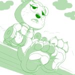 1:1 3_toes animal_crossing anthro barefoot bear charlise_(animal_crossing) feet female foot_focus hi_res low-angle_view mammal nintendo paws shaded sitting sketch solo thejestermime toes