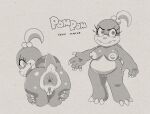 2026 3_toes 5_fingers anthro anus areola belly bent_over big_anus black_text blush blush_lines bodily_fluids breasts butt claw_toes claws dogma english_text eyebrows eyelashes fangs feet female female_anthro finger_claws fingers front_view genital_fluids genitals greyscale grin hi_res humanoid_genitalia humanoid_vulva koopa looking_back mario_bros medium_breasts monochrome mouth_closed nintendo nipples non-mammal_breasts non-mammal_nipples nude nude_anthro nude_female overweight overweight_anthro overweight_female pom_pom_(mario) presenting presenting_hindquarters rear_view scalie shell short_tail smile snout solo spread_butt spreading standing tail teeth text toes vaginal_fluids vulva