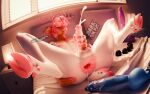 16:10 3d_(artwork) after_anal after_anal_masturbation after_masturbation anal_beads anal_fluid_drip anal_fluid_string anal_fluids animal_dildo animal_sex_toy anthro antlers anus balls bed bedroom bedside_table black_body blue_eyes blush bodily_fluids brown_body butt canine_dildo cloven_hooves cum cumshot darkskye_(artist) deer dewclaw_hooves digital_media_(artwork) dildo dolce_(deerdolce) ejaculation erection femboy freckled_face freckles furniture furniture_lamp gaping gaping_anus genital_fluids genitals hair hi_res hooves horn humanoid_genitalia humanoid_penis knot knotted_dildo lube_string lying male mammal markings masturbation multicolored_body nipples nude on_back orgasm penis pillow pink_antlers pink_body pink_hair pink_hooves pink_nose sex_toy solo spread_legs spreading tail text white_body widescreen window