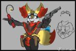 ammo_belt anthro belt bottomwear braixen bulge clothing curvy_figure dirty dorkusprimearts dynamite explosives eyewear femboy generation_6_pokemon glass_bottle goggles grey_background gun hi_res holster hotpants lit_fuse male minishorts nintendo pokemon pokemon_(species) poncho powda_(dorkusprimearts) ranged_weapon shorts simple_background solo soot tongue tongue_out weapon