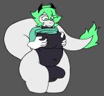 anthro big_breasts big_butt breast_grab breasts bulge busty_boy_(lore) butt clothing disembodied_hand dragon erection erection_under_clothing gynomorph hand_on_breast hornydragon2003 intersex leotard mythological_creature mythological_scalie mythology non-mammal_breasts nonbinary_(lore) scalie slightly_chubby solo wide_hips