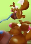 absurd_res anthro belly big_belly big_breasts breasts brown_body brown_fur comic eevee eyelashes female fur generation_1_pokemon genitals hi_res huge_breasts huge_thighs inflation nik0p00tat00 nintendo nipples pokemon pokemon_(species) simple_background solo tail thick_thighs vulva white_body white_fur