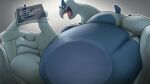 16:9 2026 advice anthro belly belly_exposed belly_overhang big_belly big_butt big_moobs blue_body butt dialogue digital_media_(artwork) english_description english_text fat_rolls generation_2_pokemon growing hi_res huge_belly legendary_pokemon looking_at_viewer lugia moobs morbidly_obese muffin_top nintendo obese open_mouth overweight pokemon pokemon_(species) slightly_chubby solo solo_focus speech_bubble steen text tongue weight_gain white_body widescreen