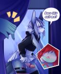 absurd_res anthro aquatic bottomwear clothing duo engieart fish hi_res locker_room male sex_toy shark skirt solo vibrator