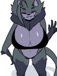 2022 3:4 5_fingers anthro arm_tuft big_breasts bikini black_bikini black_clothing black_swimwear breasts clothing countershade_torso countershading digital_drawing_(artwork) digital_media_(artwork) elbow_tuft eyebrows felid female fingers fur gesture gloves_(marking) hair hand_gesture hand_on_hip looking_at_viewer lux_(meeplux) mammal markings meeplux mouth_closed multicolored_body multicolored_fur navel neck_tuft portrait simple_background solo swimwear tail three-quarter_portrait tuft two-piece_swimsuit white_background