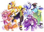 2026 absurd_res animal_humanoid anthro aqua_(deltarune) black_hair blonde_hair blue_(deltarune) blue_body capcom cat_humanoid clothing deltarune drawloverlala felid felid_humanoid feline feline_humanoid female flowery_(deltarune) gloves green_(deltarune) green_body green_eyes group hair handwear hi_res humanoid machine male mammal mammal_humanoid mega_man_(series) mega_man_zero mouse murid murine orange_(deltarune) orange_body pink_(deltarune) pink_body purple_body purple_hair robot robot_anthro robot_humanoid rodent seth_(deltarune) simple_background undertale_(series) white_background yellow_(deltarune)