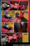 3d_(artwork) accessory animatronic anthro big_breasts binocszoomx10 blender_(artwork) blender_cycles_(artwork) breasts canid canine canis comic crossgender cunnilingus digital_media_(artwork) duo ear_piercing english_text fan_character fanmade_glamrock_foxy_(fnaf) female five_nights_at_freddy's five_nights_at_freddy's:_security_breach fox ftm_crossgender genitals glamrock_foxy_(fnaf) glans hair hi_res humanoid_genitalia machine male male/female mammal mtf_crossgender nipples nude open_mouth oral penetration penis piercing robot roxanne_wolf scottgames sex simple_background spread_legs spreading steel_wool_studios tail teeth text tongue tongue_out tongue_penetration url vaginal wolf