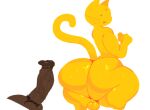 anthro anthro_focus backsack balls big_butt biped bodily_fluids butt cat_emoji dark_body dark_skin digital_media_(artwork) disembodied_penis domestic_cat felid feline felis genitals huge_butt human hyper hyper_butt male male_anthro male_focus male_human mammal nude_anthro nude_male penis saggy_balls solo_focus sweat sweaty_butt tail toumie_(artist)
