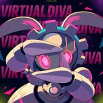 1:1 anthro digital_media_(artwork) english_text female generation_7_pokemon geometric_background gesture hand_gesture headshot_portrait hi_res humanoid legendary_pokemon looking_at_viewer machine magearna metallic_body nintendo pink_eyes pokemon pokemon_(species) portrait robot simple_background solo sparkles sparkling_eyes text theramtavern