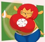 2026 3barts absurd_res anthro big_breasts bottle bottomwear bouncing_breasts bovid breasts caprine clock clothing container denim denim_bottomwear denim_clothing digital_drawing_(artwork) digital_media_(artwork) eyelashes eyes_closed female hi_res huge_breasts jeans lammy_lamb lips long_eyelashes mammal milk_bottle milk_container motion_lines onomatopoeia pants parappa_the_rapper shaking sheep shirt simple_background smile solo sony_corporation sony_interactive_entertainment sound_effects t-shirt text thick_lips thick_thighs thong_straps topwear um_jammer_lammy watch wide_hips wristwatch