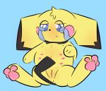 after_rape after_sex anus black_body black_fur blush bodily_fluids butt crying embarrassed female feral fur generation_2_pokemon genitals hi_res lying mammal mouse murid murine nintendo nipples on_back pawpads pichu pointy_ears pokemon pokemon_(species) pregnant rodent rory_arctic_fox solo tears tired vulva yellow_body yellow_fur
