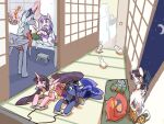ambiguous_gender avian bandage bear_trap beverage_can blue_eyes carrot crossover cutie_mark drinking drinking_straw eirin_yagokoro equid equine female feral food friendship_is_magic gaming gilda_(mlp) group gryphon hasbro horn kaguya_houraisan lagomorph leporid lying mammal my_little_pony mythological_avian mythological_creature mythological_equine mythology on_front plant playing_video_game ponification princess_luna_(mlp) rabbit red_eyes reisen_udongein_inaba supahbeefcakes tewi_inaba touhou trap_(contrivance) unicorn vegetable winged_unicorn wings yellow_eyes