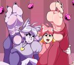 5_toes absurd_res animal_humanoid anthro bcm13 bell big_breasts black_eyes breasts cat_humanoid claws clothing darkner deltarune duo feet felid felid_humanoid feline feline_humanoid female foot_fetish foot_focus ghost gloves green_eyes grey_body grey_hair grey_skin hair hand_on_leg handwear heart_locket hi_res humanoid irritable_ghost_(deltarune) legs_up looking_aside looking_away mad_mew_mew mammal mammal_humanoid mew_mew_(undertale) open_mouth pink_(deltarune) pink_hair pouting sitting smile smiling_at_viewer spirit stirrup_legwear toe_claws toes undertale_(series) white_clothing white_gloves white_handwear wrinkled_feet wrinkles