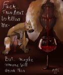 absurd_res alcohol anatomically_correct anatomically_correct_genitalia anatomically_correct_vulva animal_genitalia animal_vulva anus beverage blood blood_drip blood_from_vagina blood_in_glass blood_in_pussy blood_on_floor bodily_fluids canid canine canine_genitalia canine_vulva canine_vulva_from_the_front canis comic container cup domestic_dog drinking_glass dripping el_kyze english_text female feral fur genital_fluids genitals glass glass_container glass_cup hi_res in_heat mammal menstruation orange_body orange_fur presenting presenting_anus simple_background solo text vulva white_body white_fur wine wine_glass
