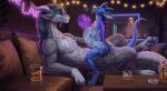 2026 6_nipples abdominal_bulge alcohol anthro anthro_on_feral anthro_penetrated aquatic aquatic_dragon ashtray back_mane bestiality beverage big_penis blue_body blue_fur blue_markings blue_nipples blue_pawpads blue_skin blue_tail bodily_fluids cocktail cocktail_glass container cowgirl_position cum cum_covered_penis cum_inside cum_on_penis cum_string cup curved_horn digital_media_(artwork) digital_painting_(artwork) dorsal_frill dragon drinking_glass duo ear_piercing english_text extreme_penetration feral feral_penetrating feral_penetrating_anthro firondraak flay fridaflame frill_(anatomy) from_front_position fur fur_tuft furniture furred_dragon furred_scalie genital_fluids genitals glass glass_container glass_cup grey_body grey_fur grey_mane hand_on_chest hand_on_hip head_crest head_frill hi_res horn huge_penis ice ice_cube internal light_bulb male male/male mane markings multi_nipple muscular muscular_anthro muscular_male mythological_creature mythological_scalie mythology neon_lights nightclub nipples on_bottom on_top painting_(artwork) pawpads penetration penis piercing scalie sex shaded shaker_bottle size_difference sofa sofa_sex striped_body striped_fur stripes tail tapering_penis text tongue tongue_out tuft x-ray_view