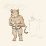 1:1 6_breasts anthro breast_growth breasts container covering covering_breasts cup domestic_cat erection felid feline felis feral_transformation genitals ginger_fur graphite_(artwork) growth hi_res male mammal mug multi_breast multi_breast_growth mulveyyy nude penis shrinking size_transformation solo species_transformation tail traditional_media_(artwork) transformation