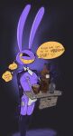 alcohol anthro beverage bodily_fluids body_writing clothing container costume crying cup drinking_glass eyelashes forced_smile gesture glass glass_container glass_cup glitch_productions heart_symbol hi_res jax_(tadc) lagomorph leporid long_eyelashes male mammal motion_lines nipple_chain panties qr_code rabbit reverse_bunny_costume sign solo submarine_screw sweat sweatdrop tears tenting text_on_sign the_amazing_digital_circus thought_bubble tray underwear waving whiskey whiskey_bottle whiskey_glass