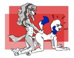 all_fours anal anal_penetration anthro barefoot blue_body blue_fur duo feet from_behind_position fur genitals grey_hair hair holding_tail kneeling male male/male nude open_mouth penetration penile penile_penetration penis penis_in_ass sex slumdog_milly tail teeth teeth_showing tongue tongue_out white_body white_fur white_hair