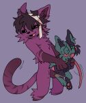 abdominal_bulge anal animate_inanimate anthro bandage black_sclera blood bodily_fluids domestic_cat duo felid feline felis fleshlight_position from_behind_position fur living_plushie male male/male mammal moan motion_lines murid murine pachi_rizuu piercing plushie purple_body purple_fur questionable_consent raggs_(g1gglebug) rat rodent sex size_difference theo_(g1gglebug)