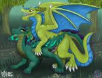 absurd_res animal_genitalia bodily_fluids cum cum_inside doggystyle dragon dragonnom duo female female_penetrated feral feral_on_feral feral_penetrated feral_penetrating feral_penetrating_feral forest from_behind_position genital_fluids genitals grass green_body hi_res jazovyx jazovyx_(character) male male/female male_penetrating male_penetrating_female mounting mythological_creature mythological_scalie mythology open_mouth penetration plant scalie sex sharp_teeth spikes spikes_(anatomy) teeth terra_(dragonnom) tree vaginal vaginal_penetration