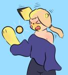 absurd_res blush bright_light clothing eyes_closed flinch forced fur gender_transformation generation_2_pokemon hair hi_res light_ball_(pokemon) male mammal mid_transformation mouse mtf_transformation murid murine nintendo open_mouth oversized_clothing pichu pointy_ears pokemon pokemon_(species) ponytail rodent rory_arctic_fox shrinking size_transformation solo transformation yellow_body yellow_fur