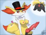 2025 animal_genitalia animal_penis anthro anus areola backsack balls big_penis biped braixen breasts canine_genitalia canine_penis clothing condom_wrapper cutaway dated digital_media_(artwork) dildo dipstick_tail erection foxwithhat generation_6_pokemon genitals gynomorph gynomorph_anthro hat hat_only headgear headgear_only headwear headwear_only hi_res huge_penis inner_ear_fluff intersex intersex_anthro knot knotted_penis looking_at_viewer markings masturbation mostly_nude nintendo nipples penile penile_masturbation penis pokemon pokemon_(species) pokemorph puffy_anus sex_toy signature smile smiling_at_viewer solo tail tail_markings top_hat tuft year
