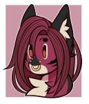 anthro equid equine facial_piercing fur hair hi_res horse hybrid icon long_hair male mammal multicolored_body multicolored_fur neck_tuft nose_piercing orange_eyes piercing septum_piercing shock_(zorse) solo stripes tuft unknown_artist zebra zebroid zorse