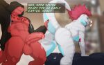 absurd_res after_sex after_vaginal anthro anthro_on_anthro balls big_balls big_penis bodily_fluids bottomless bottomless_anthro bottomless_male breasts clitoris clitoris_piercing clothed clothing cum cum_drip cum_in_vagina cum_inside cum_string dinosaur dripping dromaeosaurid duo english_text female female_anthro foreskin furniture genital_fluids genital_piercing genital_tattoo genitals hi_res hoodie humanoid_genitalia humanoid_penis hybrid impregnation male male/female male_anthro markings muscular muscular_male non-mammal_balls non-mammal_breasts non-mammal_foreskin non-mammal_vulva nude nude_anthro nude_female open_clothing open_topwear ottoman partially_retracted_foreskin penis piercing prehistoric_species red_body reptile samantha_scales saurischian scalie sharp_teeth spotted_chest story story_in_description tattoo teeth text theropod topwear tyrannosaurid tyrannosauroid tyrannosaurus tyrannosaurus_rex utahraptor vaginal_fluids vaginal_fluids_on_penis velociraptor vulva white_body zoma zomacaius