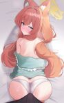  1girl animal_ear_fluff animal_ears ass blue_archive blue_eyes blush bulge cat_ears cat_girl commentary_request erection erection_under_clothes from_behind halo heavy_breathing highres long_hair looking_at_viewer mari_(blue_archive) nuuuukoame orange_hair panties pov pov_crotch sweat underwear white_panties yellow_halo 
