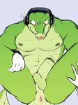  2011 abs amber_eyes anthro anus bald balls biceps big_muscles big_penis captain_nikko chaotix crocodile dj erection green_scales headphones male muscles nipples nude pecs penis pose reptile scales scalie sega sitting solo sonic_(series) sonic_team spread_legs spreading thick_penis vector_the_crocodile 