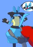absurd_res ambiguous_gender angry anthro big_butt butt butt_grab cross-popping_vein face_in_ass female generation_4_pokemon generation_5_pokemon hand_on_butt hi_res huge_butt lucario nintendo pokemon pokemon_(species) sajarama wide_hips zoroark