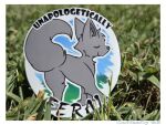4:3 canid canine coffeefly english_text eyes_closed feral fur grass grey_body grey_fur hi_res mammal mixed_media null_crotch photo plant sky smile solo sticker text
